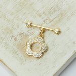 12x14 mm Flower Clasp with Cubic Zirconia  Gold-colored x 1 pc(s)