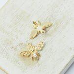12x16 mm Busy Bee Pendant  Gold-colored x 2 pc(s)