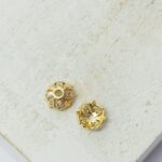 3x6.5 mm Gold-colored Sparkly Flower Bead Cap with Zircons x 2 pc(s)