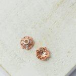 3x6.5 mm Rose Gold-colored Sparkly Flower Bead Cap with Zircons x 2 pc(s)