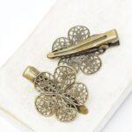 25 mm Five Leaf Flower  Hair Clip Antique bronze x 2 pc(s)