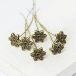 54 mm Antique Bronze Head Pin with Flower x 6 pc(s)