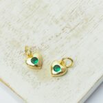 7x7.5 mm Cute Heart Charn  Gold-colored Emerald x 2 pc(s)