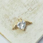 11x19 mm Heart Wings Charm  Gold-colored x 1 pc(s)