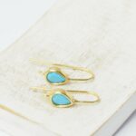 6x11 mm Teardrop earring hook Gold-colored Turquoise x 2 pc(s)