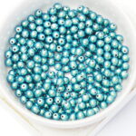 4 mm Round Glass beads Moonstone Blue x 60 pc(s)