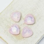 12 mm trillion triangle glass cabochon Rose Opal x 4 pc(s)