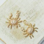 15x16 mm Crab Charm with zircon Gold-colored x 2 pc(s)