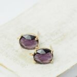 8x12 mm Oval earstud Gold-colored Amethyst x 2 pc(s)