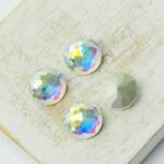 10 mm Low Cut glass cabochon Crystal AB x 4 pc(s)