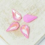 8x13 mm Pear glass cabochon Light Rose Shine x 4 pc(s)