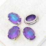 10x14 mm oval glass cabochon Burgundy Shine with silver-colored claw x 4 pc(s)