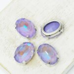 10x14 mm oval glass cabochon Violet Shine with silver-colored claw x 4 pc(s)