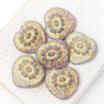 17x17 mm Rococo Heart bead Milky Amethyst with Gold Painted x 6 pc(s)