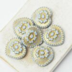 17x17 mm Rococo Heart bead Light Blue with Gold Painted x 6 pc(s)
