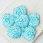 17x17 mm Rococo Heart bead Alabaster Turquoise Blue x 6 pc(s)