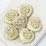 17x17 mm Rococo Heart bead Alabaster Gold Painted x 6 pc(s)