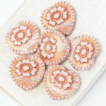 17x17 mm Rococo Heart bead Alabaster Copper Painted x 6 pc(s)