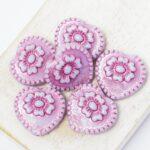 17x17 mm Rococo Heart bead Light Blue with Fuchsia x 6 pc(s)
