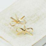 8x15 mm Bowknot  earstud Gold-colored  x 2 pc(s)