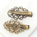 22x32 mm Filigree Hair Clip Antique bronze x 2 pc(s)