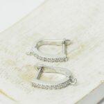 12x19 mm Cubic Zirconia leverback earring Silver-colored x 2 pc(s)