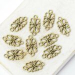 8x16 mm Flower connector  Antique bronze x 10 pc(s)
