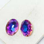 13x18 mm Oval glass cabochon Violet Blue x 2 pc(s)