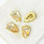 9x14 mm kite glass cabochon Golden Shadow with gold-colored claw x 4 pc(s)