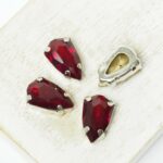 9x14 mm kite glass cabochon Siam with silver-colored claw x 4 pc(s)