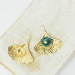 23x25 mm Ginko Charm for Half drilled pearl Gold-colored x 2 pc(s)