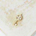 6x12.5 mm 4 Stone Key Charm  Gold-colored x 1 pc(s)