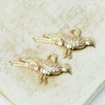 9x23 mm Bird Charm  Gold-colored x 2 pc(s)