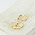 15 mm Cubic Zirconia leverback earrings  Gold-colored  x 2 pc(s)