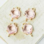 11x17mm cushion cut crystal connector Peachy Rose x 4 pc(s)