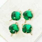 11x17 mm cushion cut crystal connector Emerald Green x 4 pc(s)