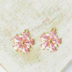 12x14 mm Flower glass drop Pink x 2 pc(s)
