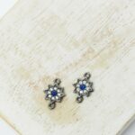 7x10 mm Little Flower with Blue Zircon connector Gunmetal x 2 pc(s)