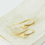 4x17 mm Two Stone earring hook Gold-colored  x 2 pc(s)