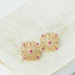 12x13 mm Frost earstud Gold-colored Fuchsia x 2 pc(s)