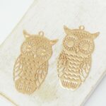 20x35 mm Owl filigree Gold-colored x 4 pc(s)