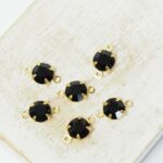 6 mm / ss29 Preciosa connector Jet in Gold-colored setting x 6 pc(s)