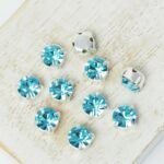 6 mm / ss29 Preciosa Chaton Montee Aqua Bohemica in Silver-colored setting x 10 pc(s)
