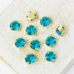 6 mm / ss29 Preciosa Chaton Montee Blue Zircon in Gold-colored setting x 10 pc(s)