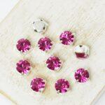 6 mm / ss29 Preciosa Chaton Montee Fuchsia in Silver-colored setting x 10 pc(s)