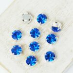 6 mm / ss29 Preciosa Chaton Montee Sapphire in Silver-colored setting x 10 pc(s)