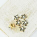 8 mm star glass cabochon Black Diamond with gold-colored claw x 6 pc(s)
