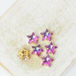 8 mm star glass cabochon Heliotrope with gold-colored claw x 6 pc(s)