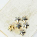 8 mm star glass cabochon Jet Hematite with gold-colored claw x 6 pc(s)