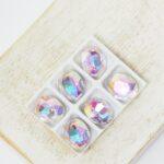 8x10 mm Oval glass cabochon Vitrail Light Laser Light x 6 pc(s)
